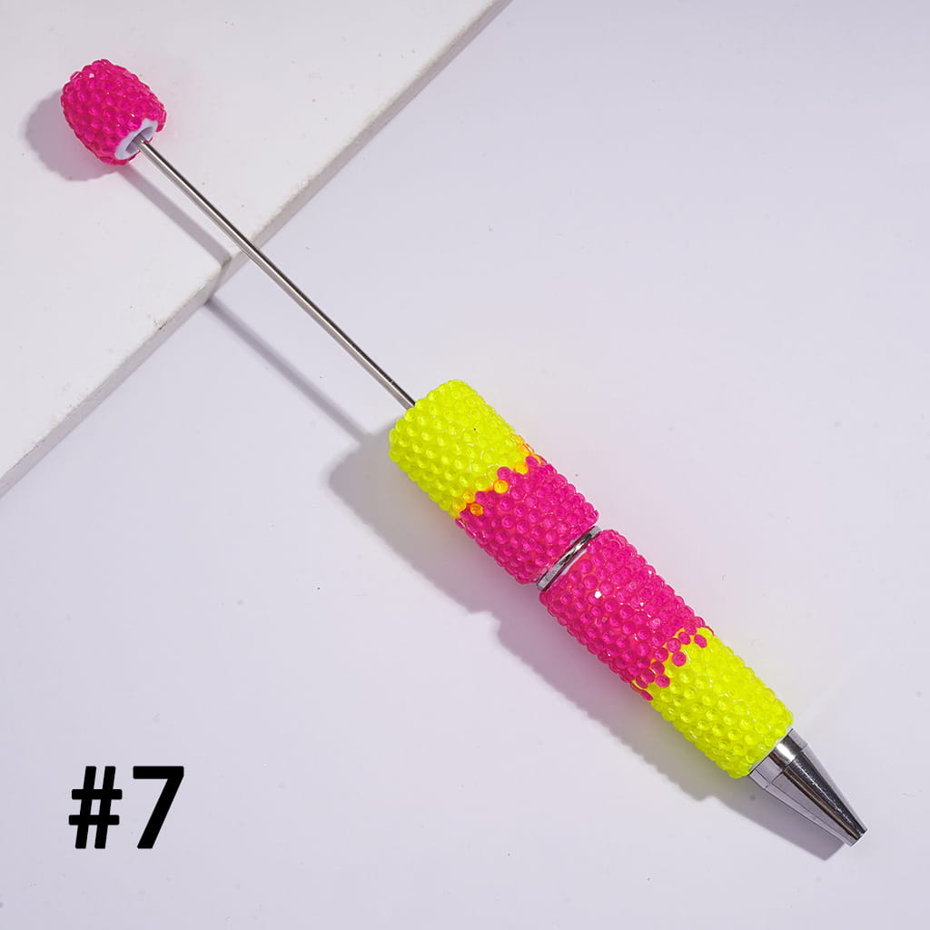 Beadable Clay Pens with Three-Layer Colored Rhinestones Covered the Entire Pens, Fluorescence