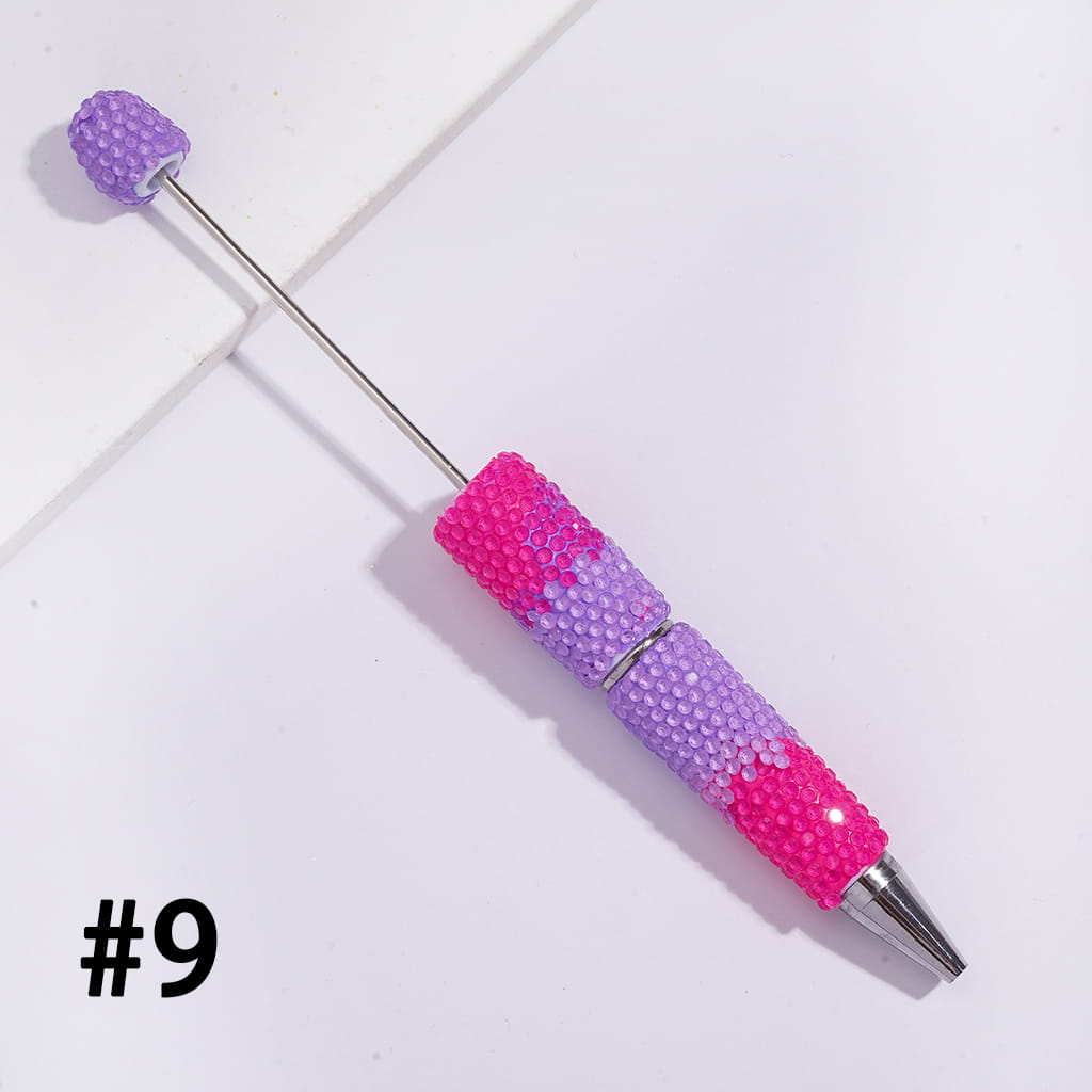 Beadable Clay Pens with Three-Layer Colored Rhinestones Covered the Entire Pens, Fluorescence