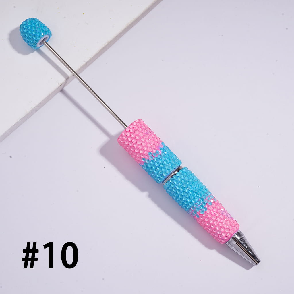 Beadable Clay Pens with Three-Layer Colored Rhinestones Covered the Entire Pens, Fluorescence