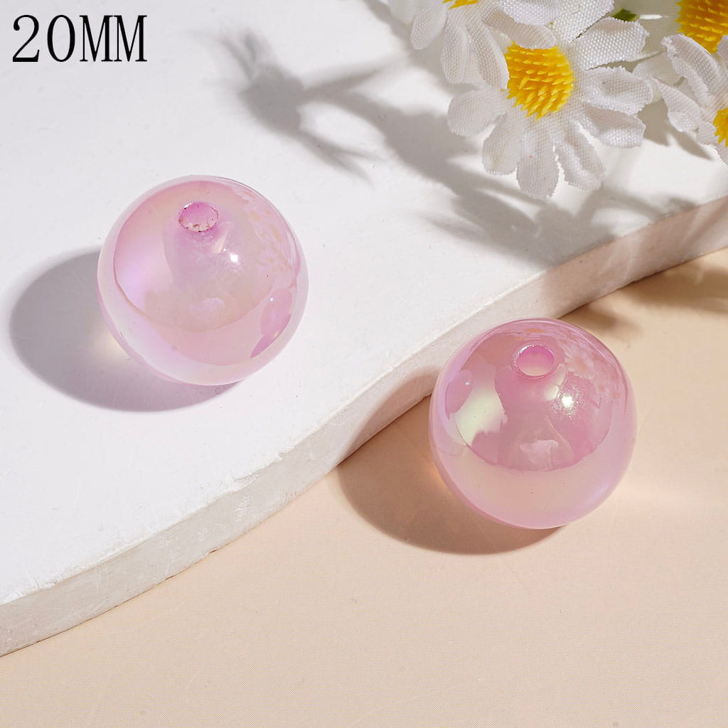 UV-Coated Round Acrylic Beads for Bracelets, Pink & Purple, 20MM