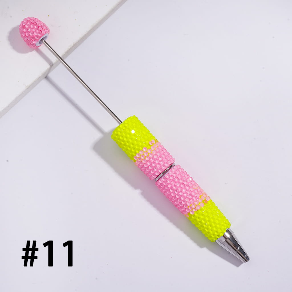 Beadable Clay Pens with Three-Layer Colored Rhinestones Covered the Entire Pens, Fluorescence