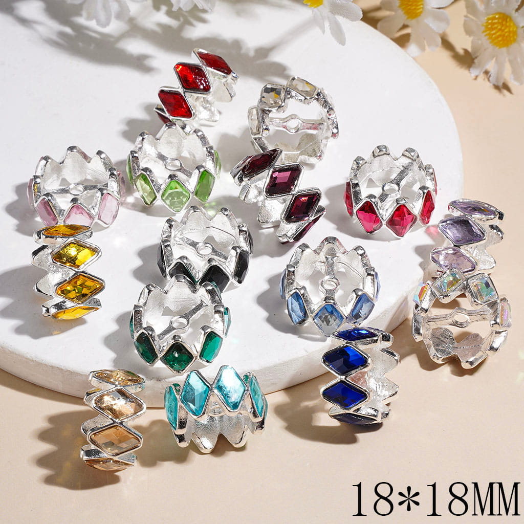 Alloy Beads with Diamond Shaped Rhinestones, 18*18MM Random Mix Multi-Color