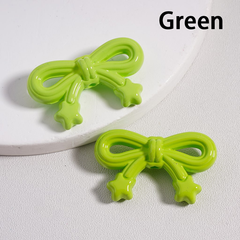Acrylic Beads Cute Bowknot with Mini Star in Solid Color, 19*33MM (Single Color is available for 200pcs(Whole Bag)Only)