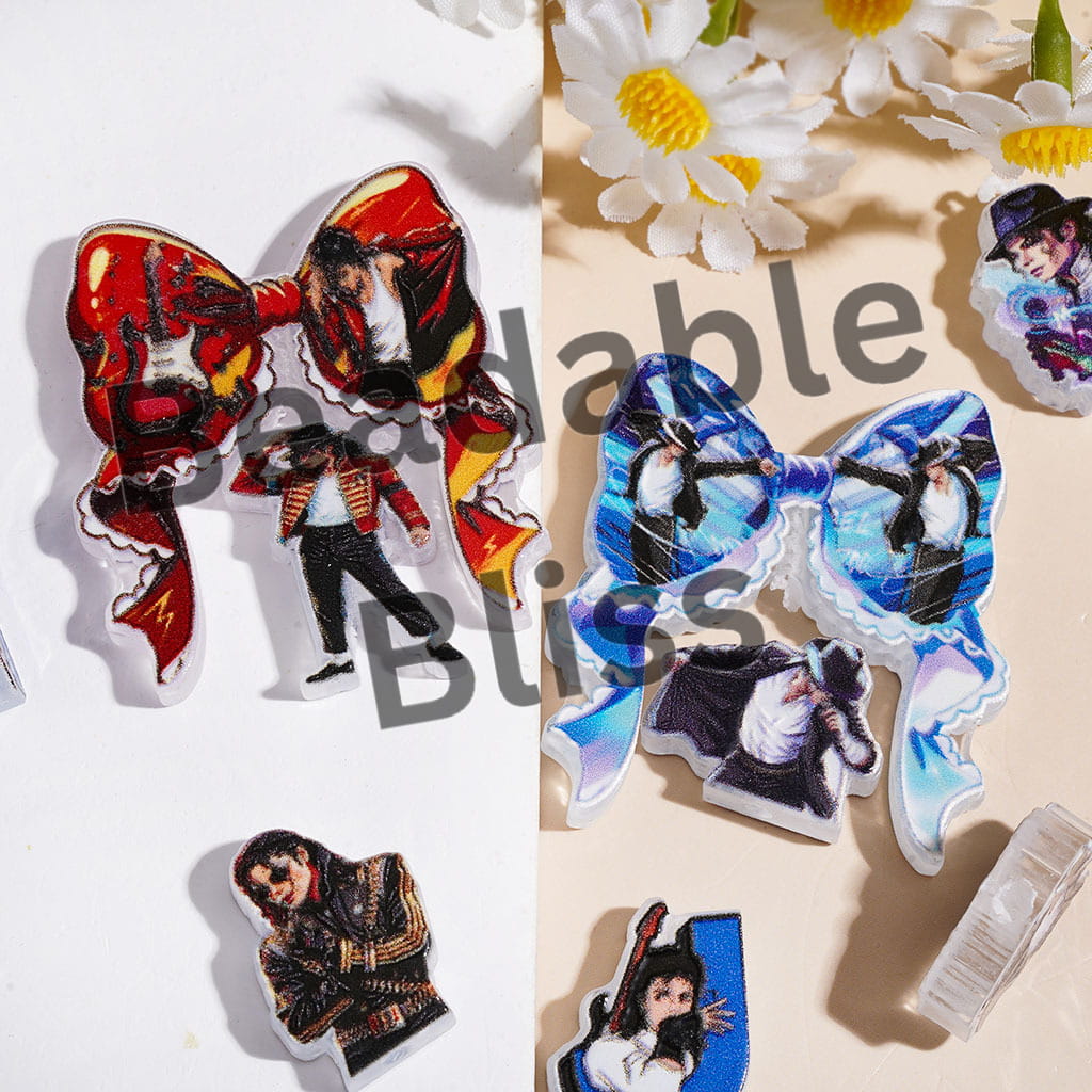 Attractive USA American Singer Character Acrylic Beads, Bow and Piece Random Mix (Please Read Description)