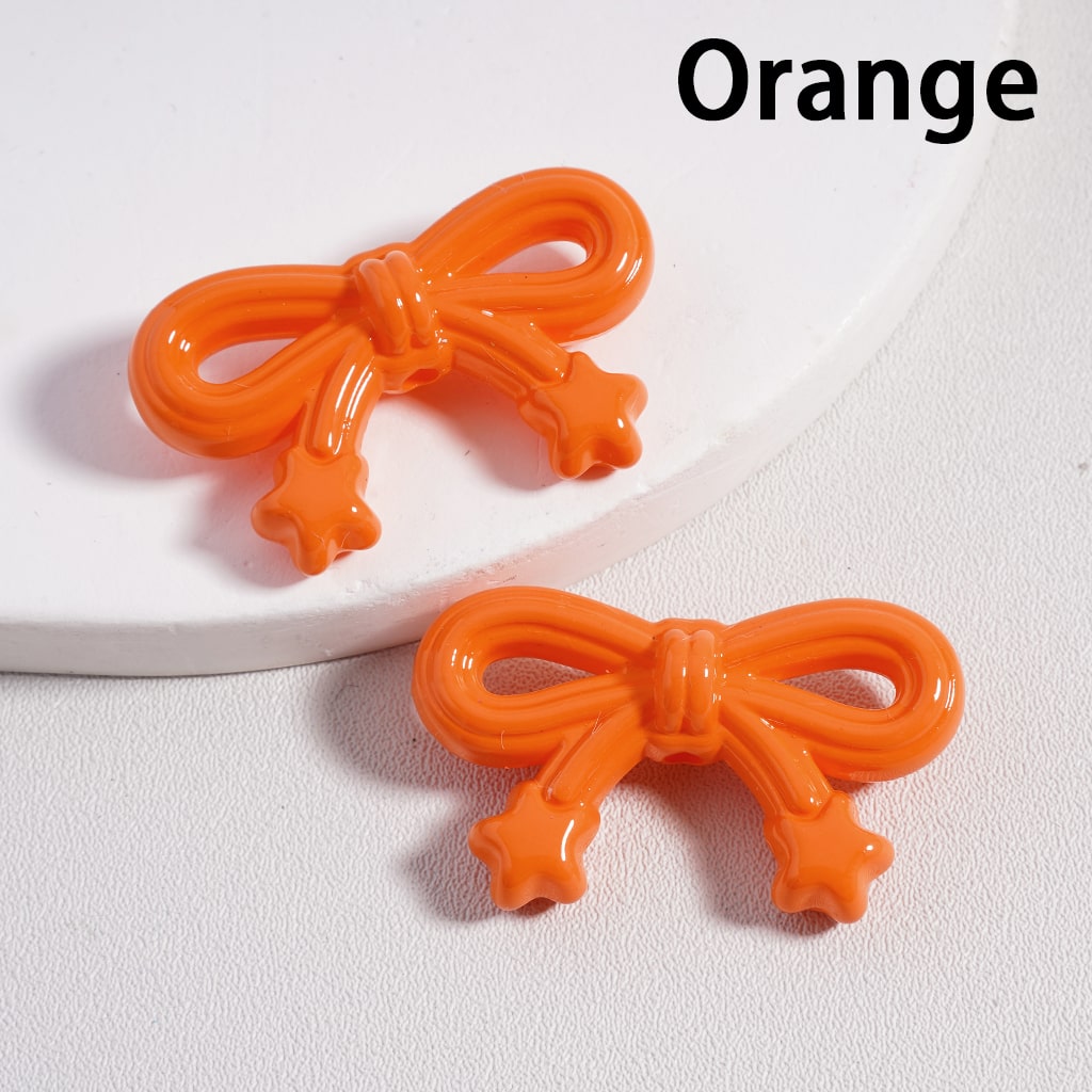 Acrylic Beads Cute Bowknot with Mini Star in Solid Color, 19*33MM (Single Color is available for 200pcs(Whole Bag)Only)