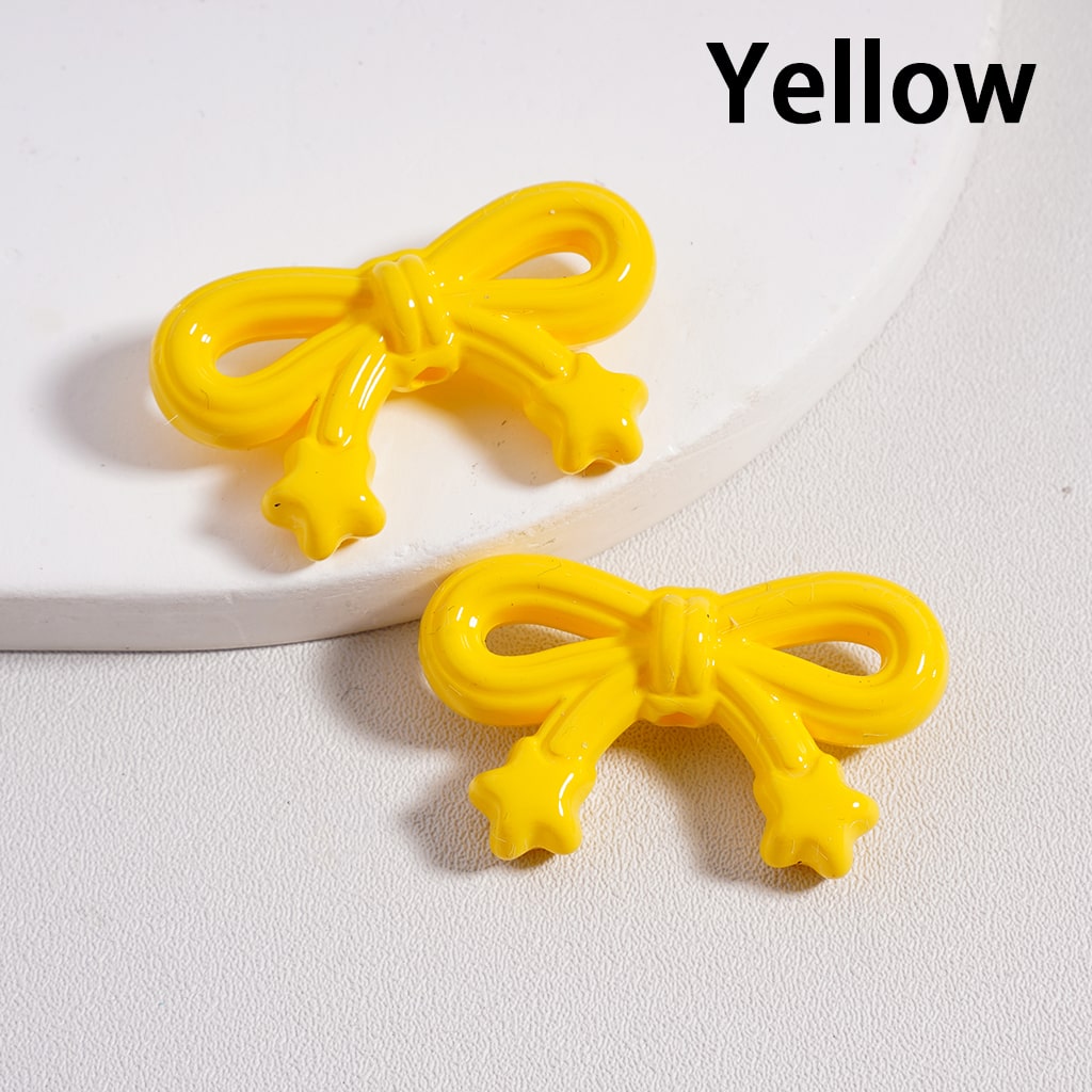 Acrylic Beads Cute Bowknot with Mini Star in Solid Color, 19*33MM (Single Color is available for 200pcs(Whole Bag)Only)