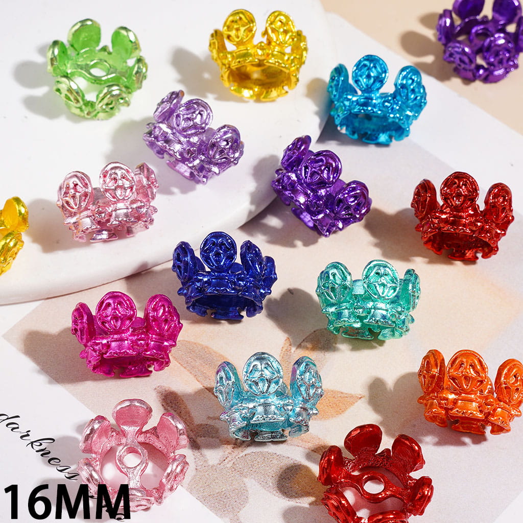 Crown Shape with Skull Face Horror Mask Character Alloy Spacer Beads, 16MM, Metallic Colors, Random Mix