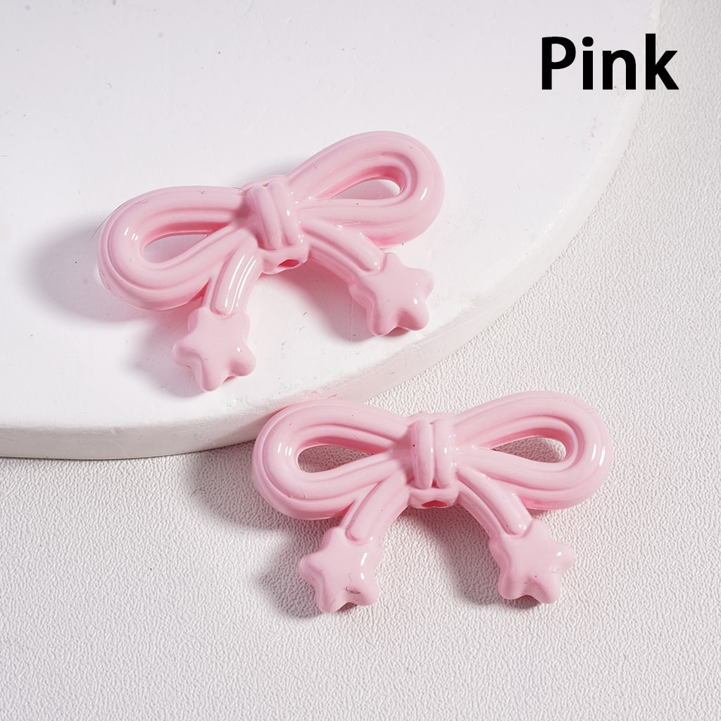 Acrylic Beads Cute Bowknot with Mini Star in Solid Color, 19*33MM (Single Color is available for 200pcs(Whole Bag)Only)