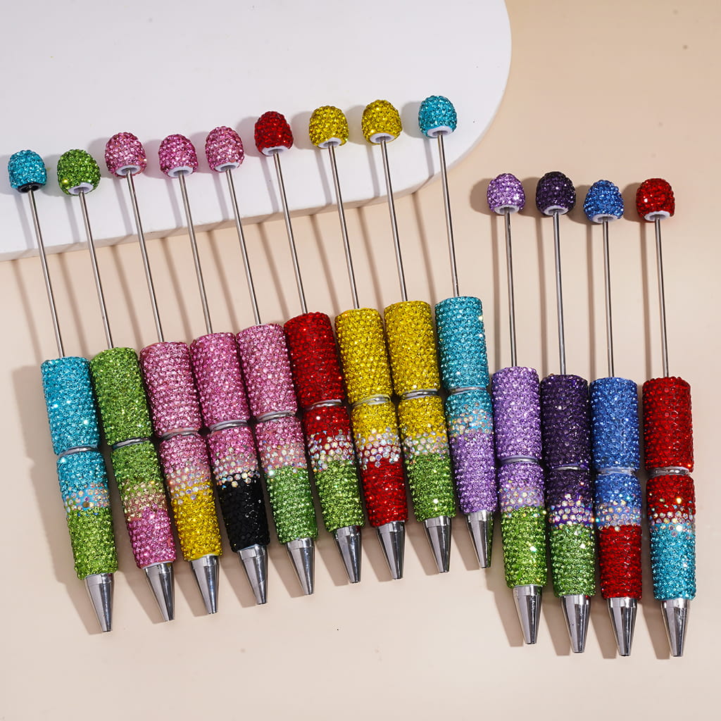 Beadable Clay Pens with Three Layers Rhinestones Covered the Entire Pen