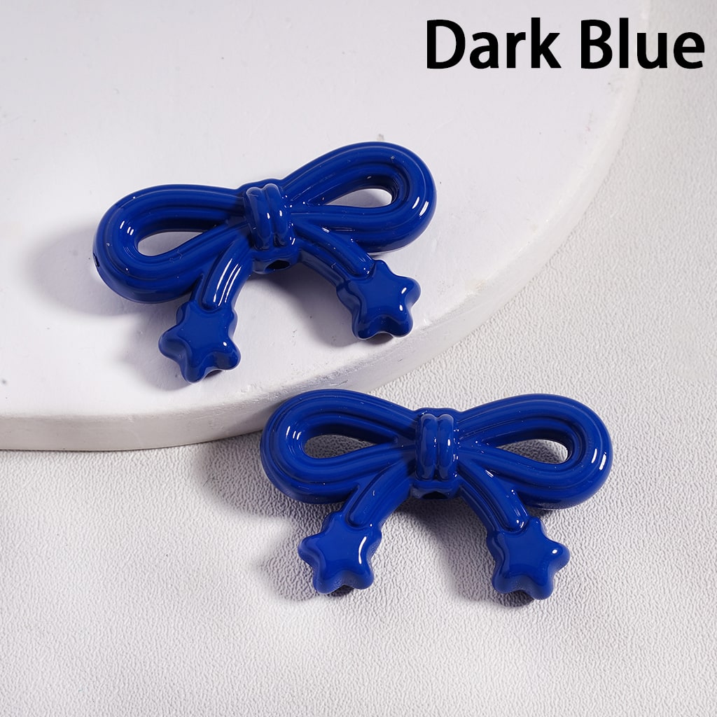 Acrylic Beads Cute Bowknot with Mini Star in Solid Color, 19*33MM (Single Color is available for 200pcs(Whole Bag)Only)