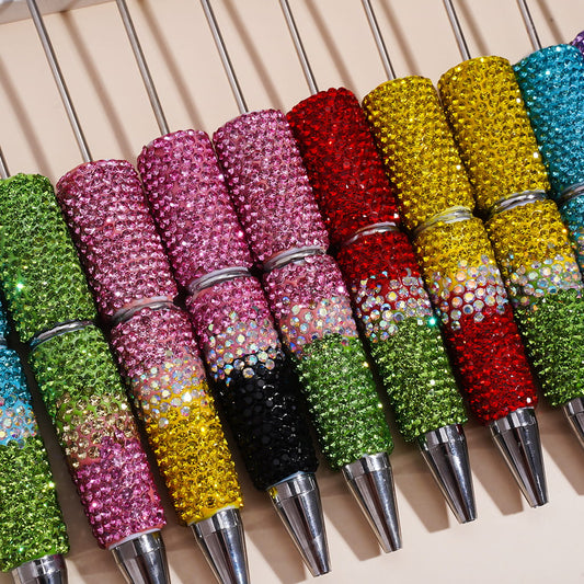 Beadable Clay Pens with Three Layers Rhinestones Covered the Entire Pen