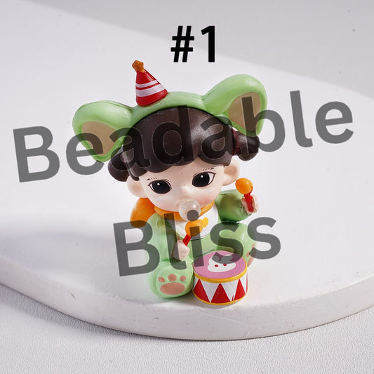 Acrylic Figures Cute Baby Girls Character Blow Bubble and Play the Drum, Jewelry Accessories (No Hole)