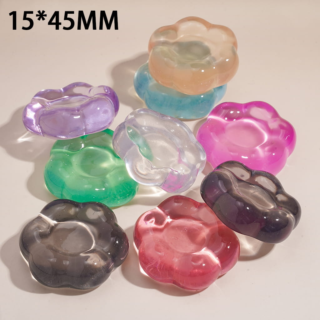 DIY Acrylic Base Series, Clear Flower and Cake Shaped Base, Multi-Color, Random Mix (Please Read Description)