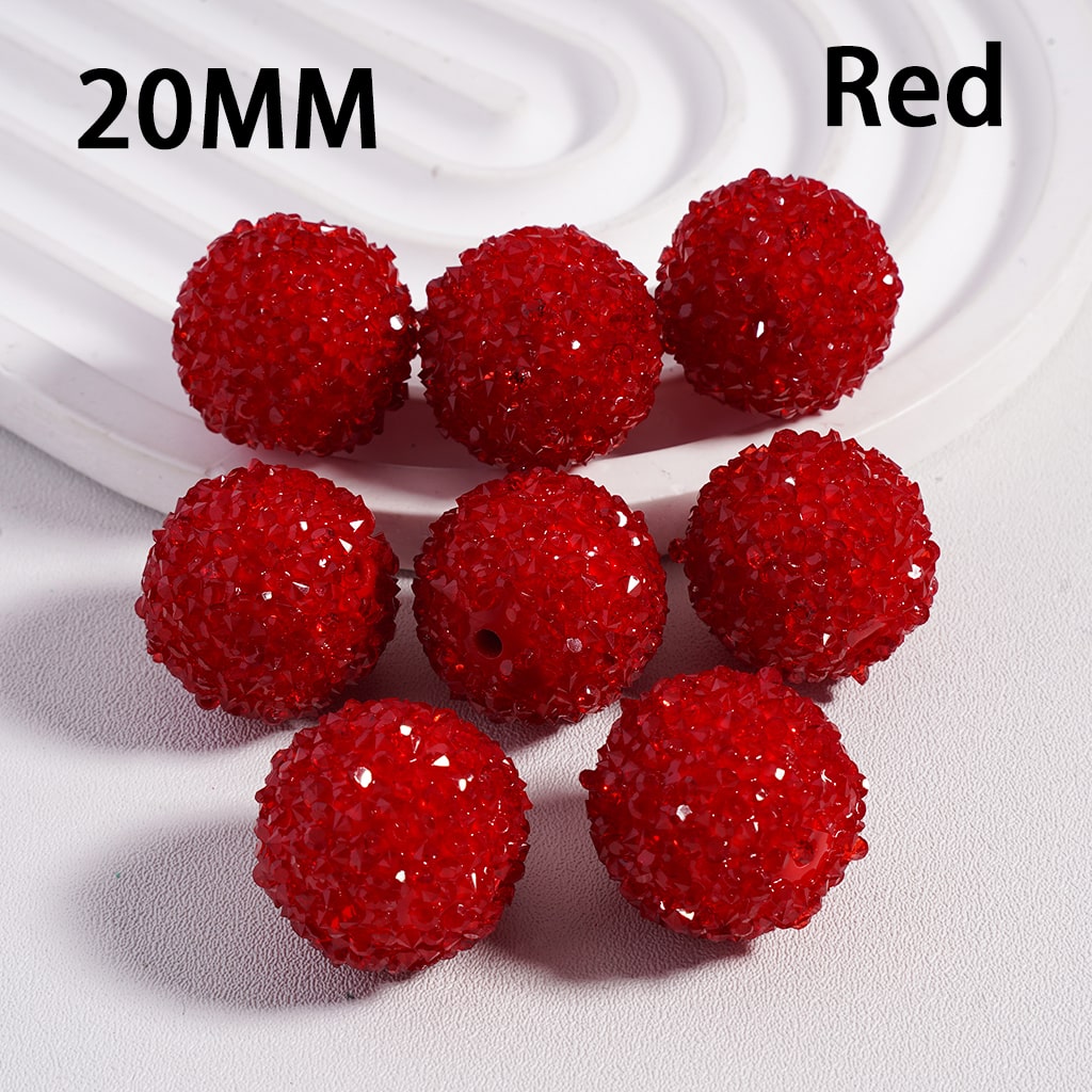 Sugar Acrylic Beads Christmas Series Red Green Cone Shape Rhinestones White Pearls, 20MM