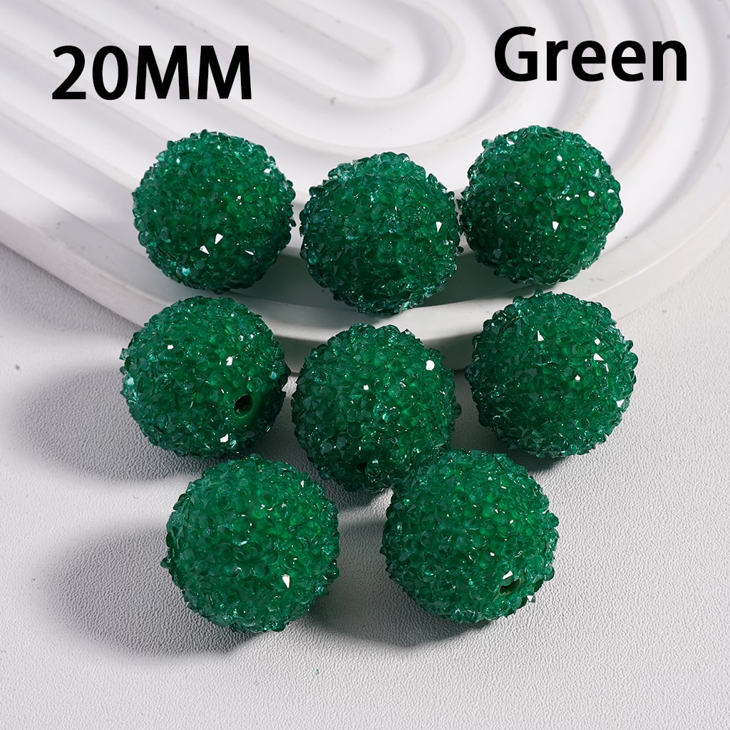 Sugar Acrylic Beads Christmas Series Red Green Cone Shape Rhinestones White Pearls, 20MM