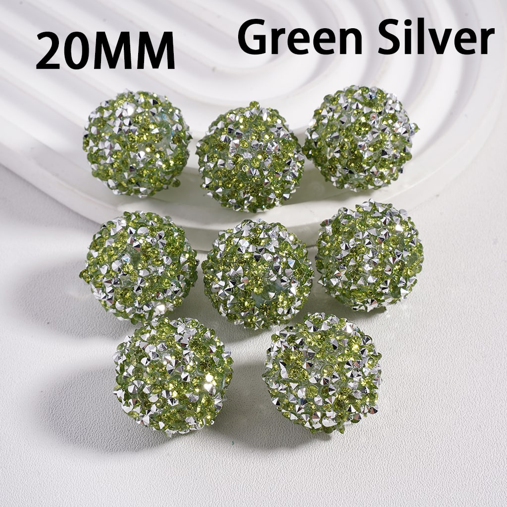 Sugar Acrylic Beads Christmas Series Red Green Cone Shape Rhinestones White Pearls, 20MM