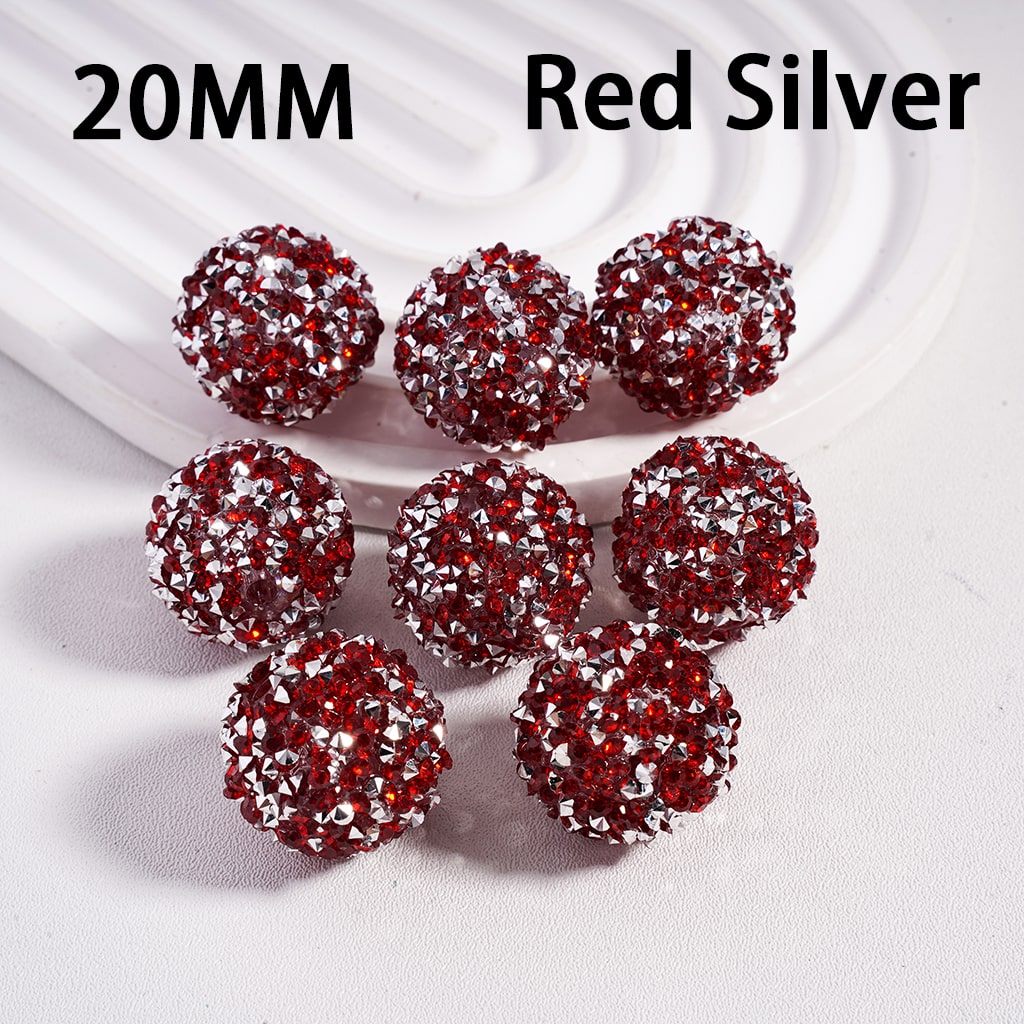 Sugar Acrylic Beads Christmas Series Red Green Cone Shape Rhinestones White Pearls, 20MM
