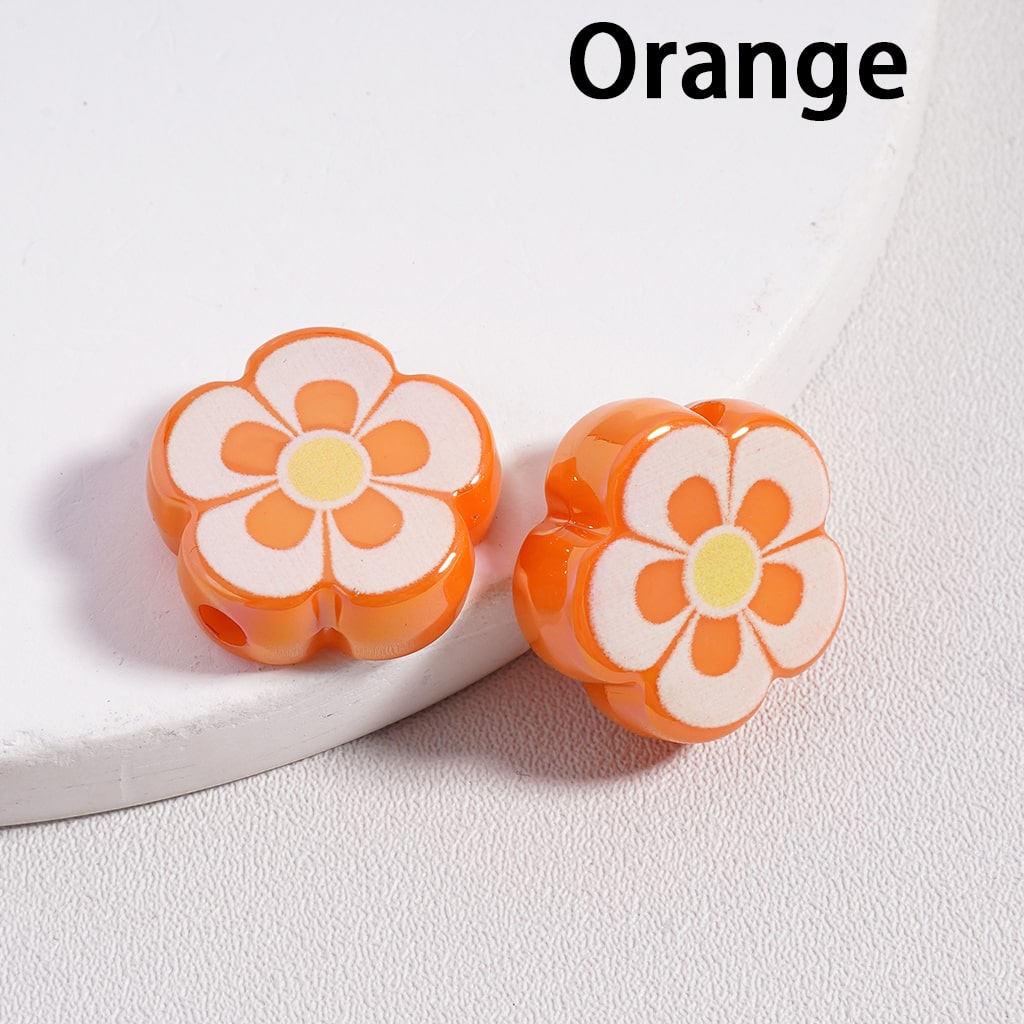 Acrylic Beads UV Coating Cute Five-Petal Flower, Solid Color, 17MM (Single Color is available for 300pcs(Whole Bag) Only)