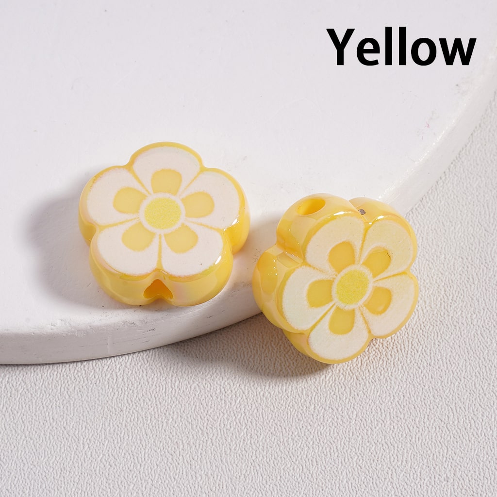 Acrylic Beads UV Coating Cute Five-Petal Flower, Solid Color, 17MM (Single Color is available for 300pcs(Whole Bag) Only)