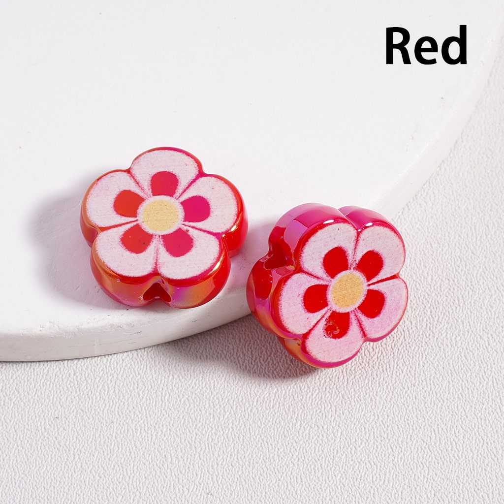 Acrylic Beads UV Coating Cute Five-Petal Flower, Solid Color, 17MM (Single Color is available for 300pcs(Whole Bag) Only)