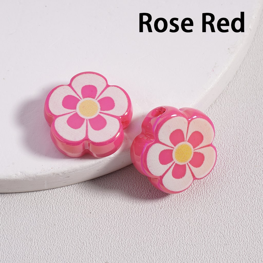 Acrylic Beads UV Coating Cute Five-Petal Flower, Solid Color, 17MM (Single Color is available for 300pcs(Whole Bag) Only)
