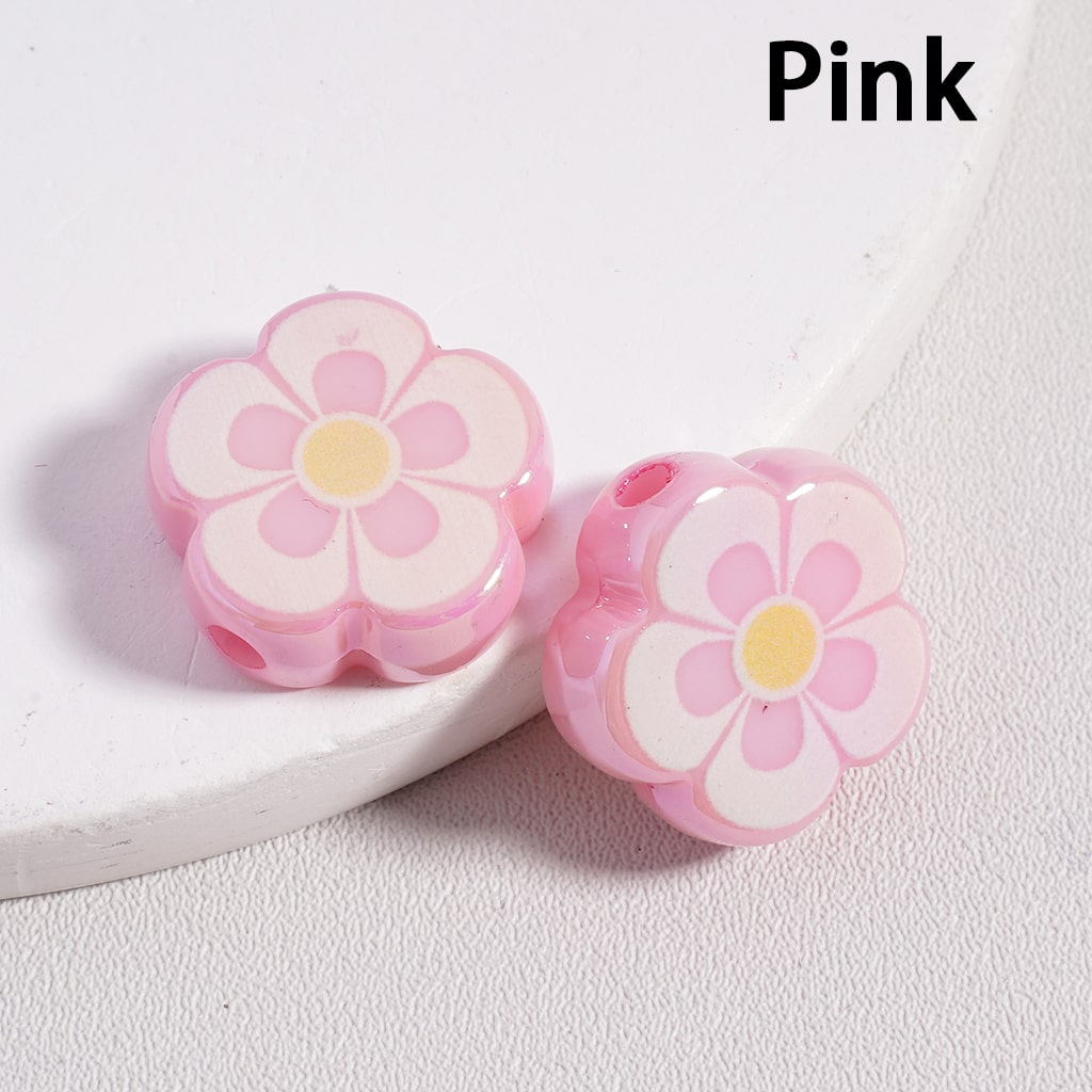 Acrylic Beads UV Coating Cute Five-Petal Flower, Solid Color, 17MM (Single Color is available for 300pcs(Whole Bag) Only)