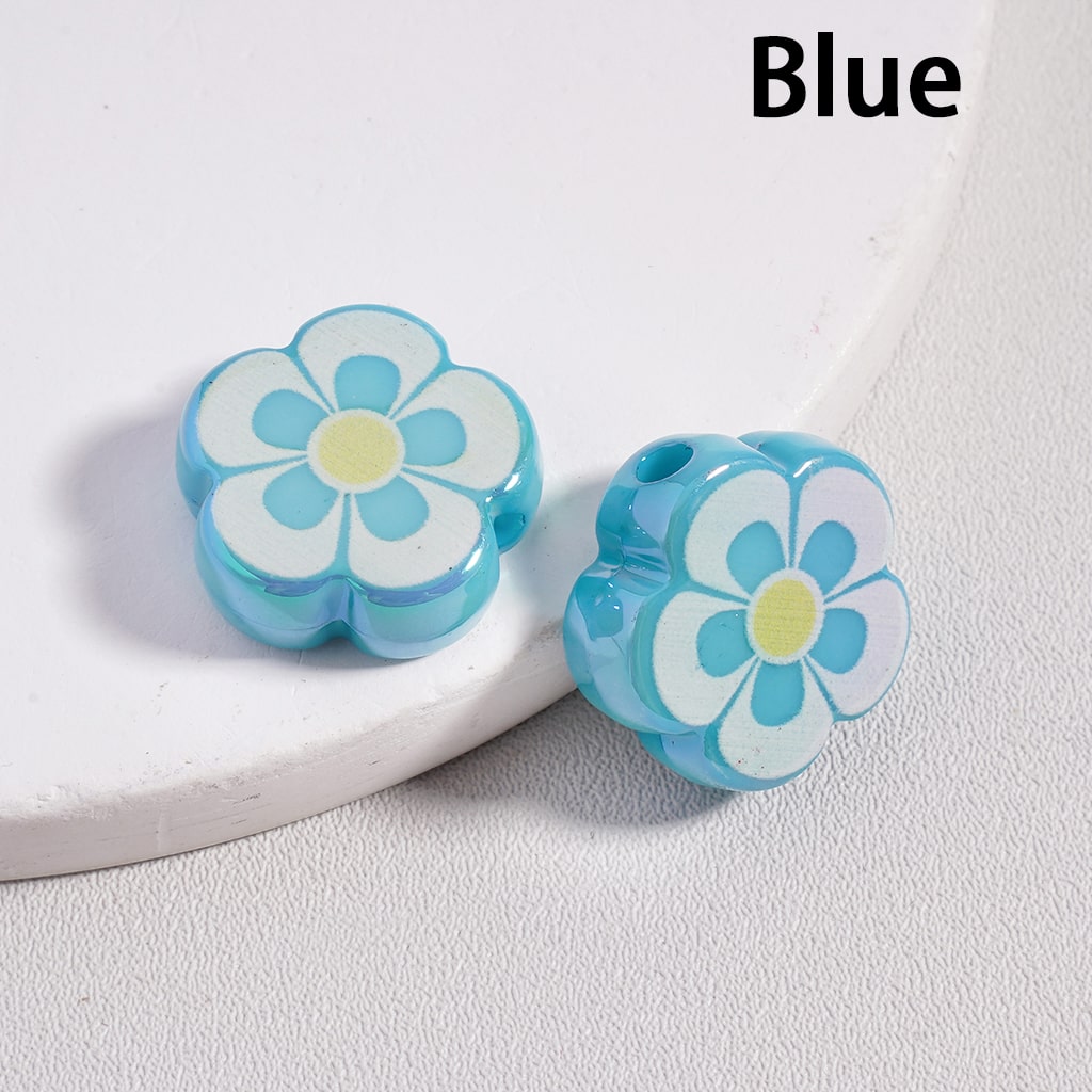 Acrylic Beads UV Coating Cute Five-Petal Flower, Solid Color, 17MM (Single Color is available for 300pcs(Whole Bag) Only)