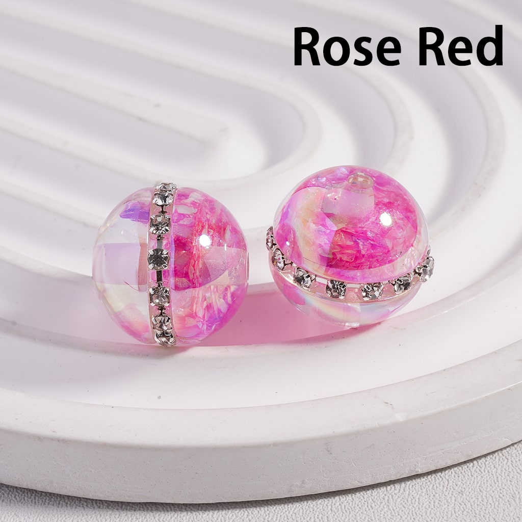 Acrylic Beads UV Coating Mini Colorful Flakes Inside Clear Rhinestones Chains, Clear, 16MM (Single Color is available for 100pcs(Whole Bag) Only)