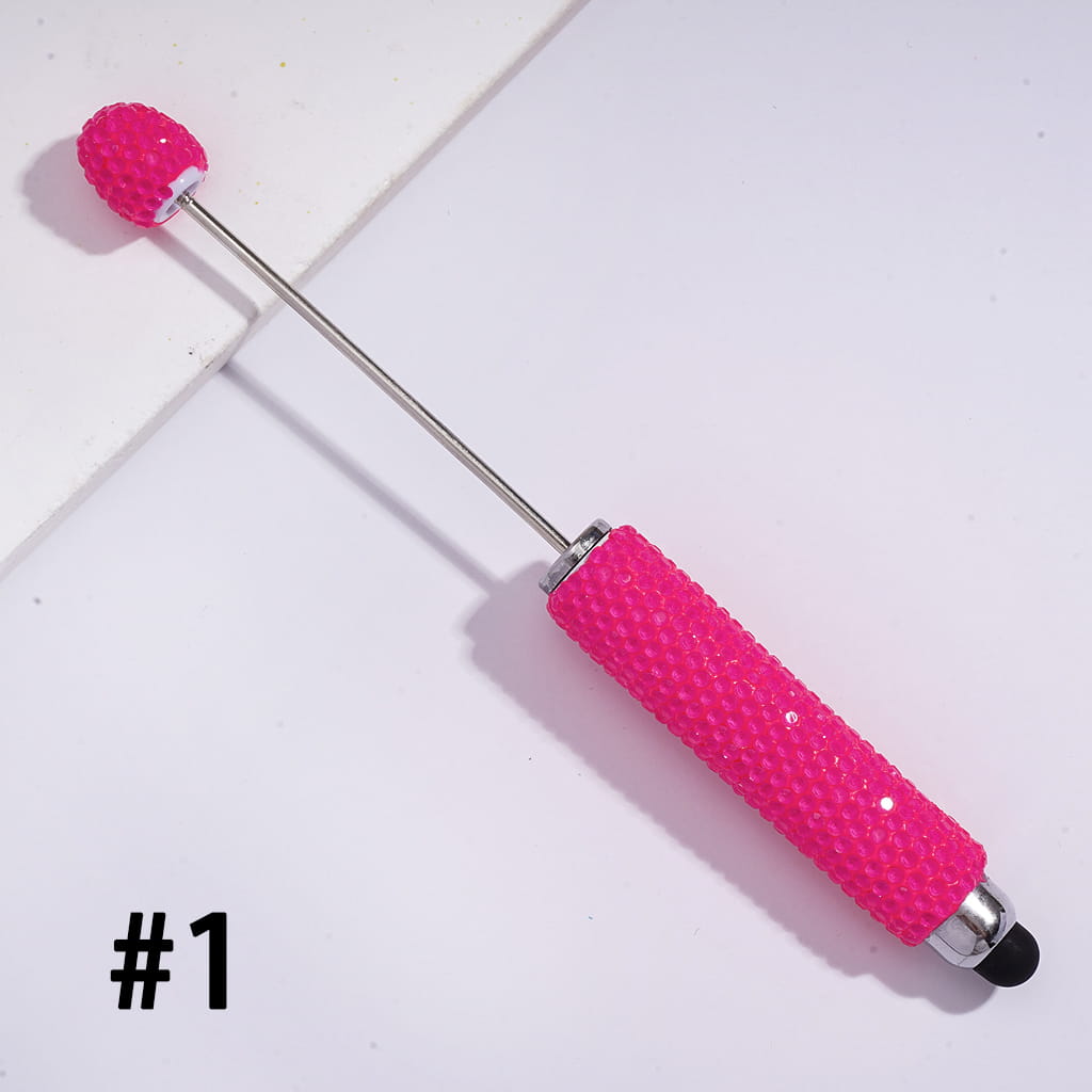 DIY Beadable Clay Stylus Pens with Rhinestones Covered the Entire Pens, Touch-Sensitive Pens for Smart Devices, Fluorescent Colors