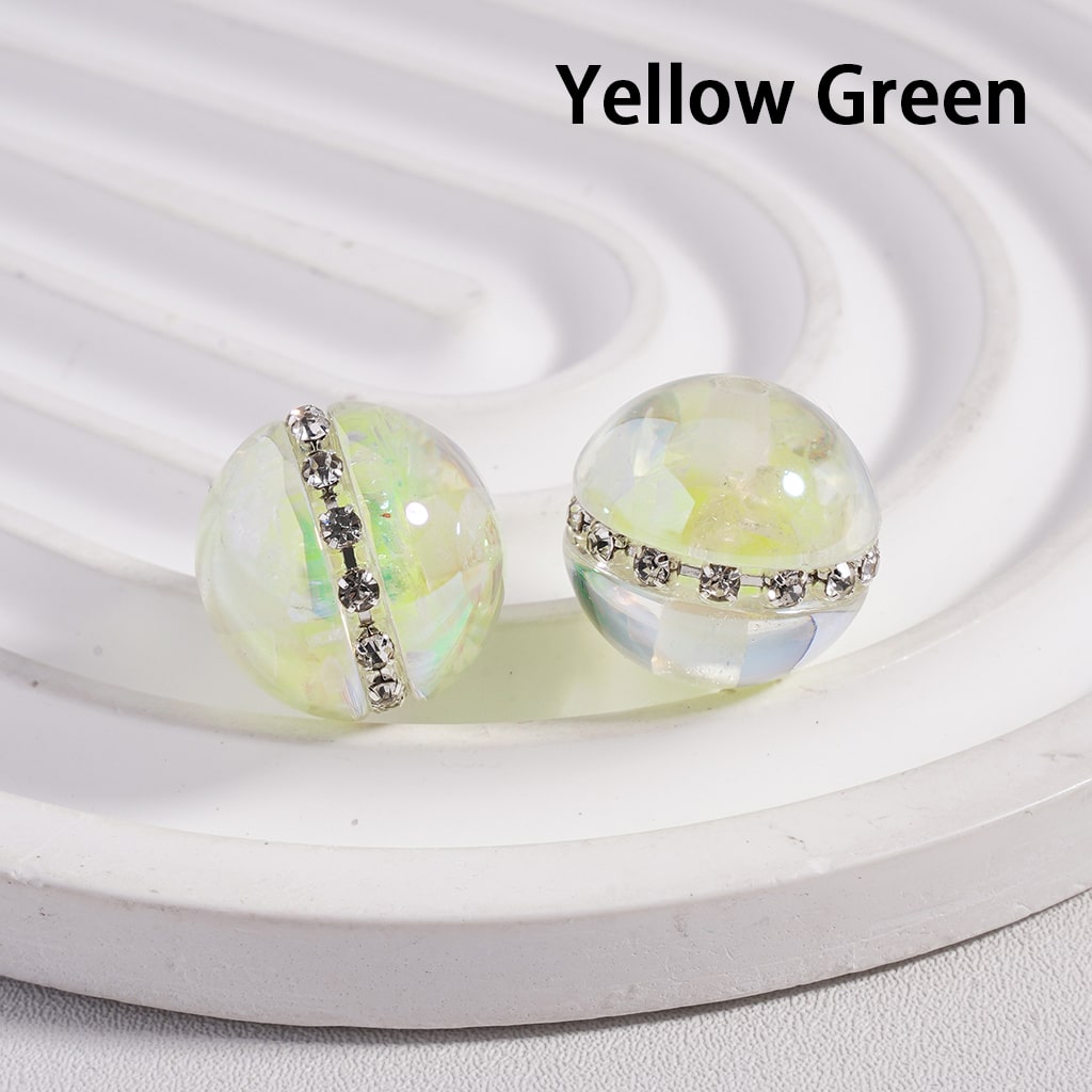 Acrylic Beads UV Coating Mini Colorful Flakes Inside Clear Rhinestones Chains, Clear, 16MM (Single Color is available for 100pcs(Whole Bag) Only)