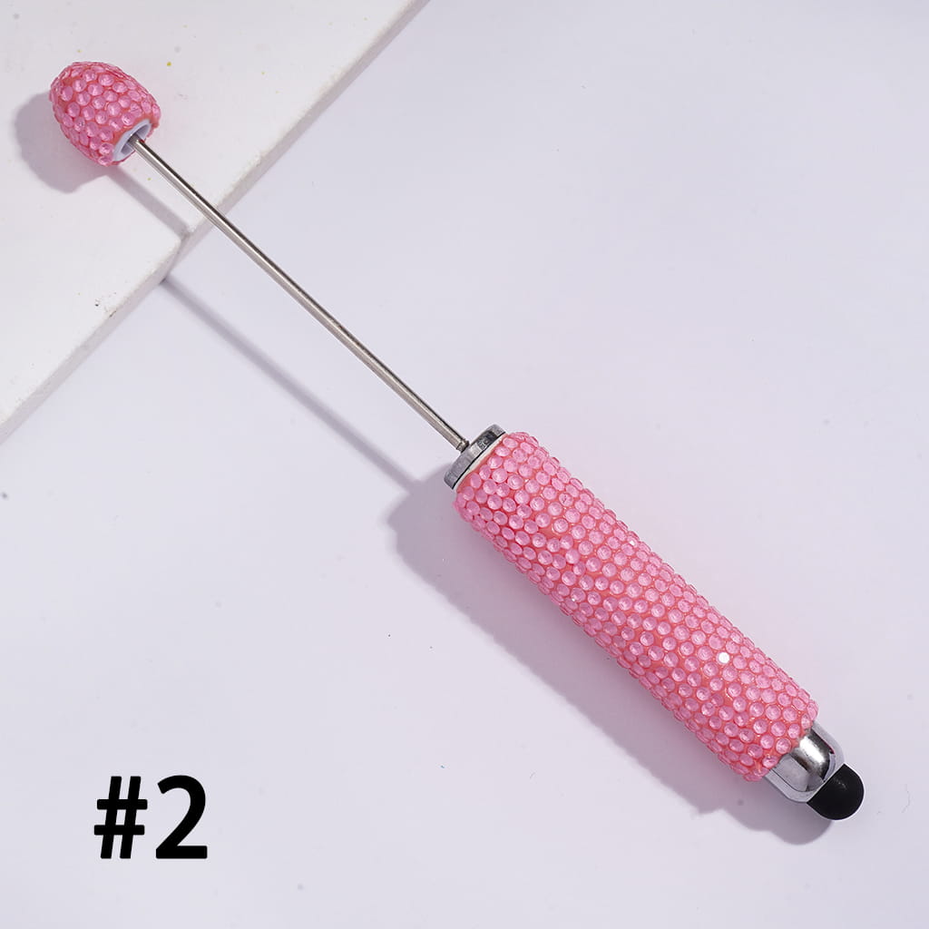 DIY Beadable Clay Stylus Pens with Rhinestones Covered the Entire Pens, Touch-Sensitive Pens for Smart Devices, Fluorescent Colors