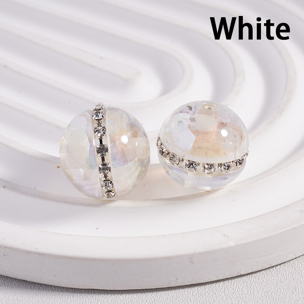 Acrylic Beads UV Coating Mini Colorful Flakes Inside Clear Rhinestones Chains, Clear, 16MM (Single Color is available for 100pcs(Whole Bag) Only)