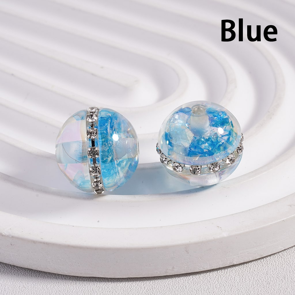 Acrylic Beads UV Coating Mini Colorful Flakes Inside Clear Rhinestones Chains, Clear, 16MM (Single Color is available for 100pcs(Whole Bag) Only)