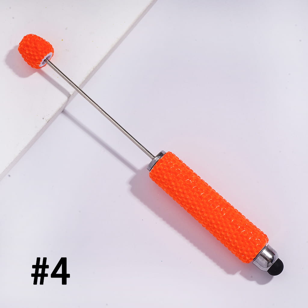 DIY Beadable Clay Stylus Pens with Rhinestones Covered the Entire Pens, Touch-Sensitive Pens for Smart Devices, Fluorescent Colors