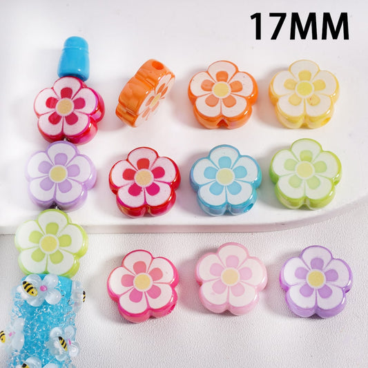 Acrylic Beads UV Coating Cute Five-Petal Flower, Solid Color, 17MM (Single Color is available for 300pcs(Whole Bag) Only)