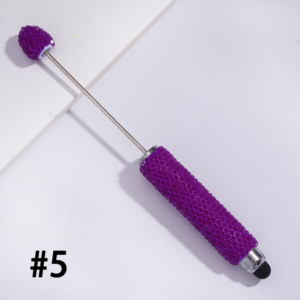DIY Beadable Clay Stylus Pens with Rhinestones Covered the Entire Pens, Touch-Sensitive Pens for Smart Devices, Fluorescent Colors