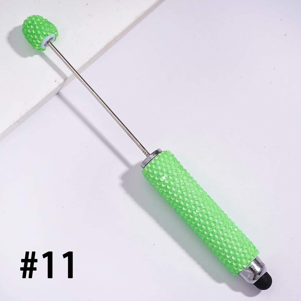 DIY Beadable Clay Stylus Pens with Rhinestones Covered the Entire Pens, Touch-Sensitive Pens for Smart Devices, Fluorescent Colors