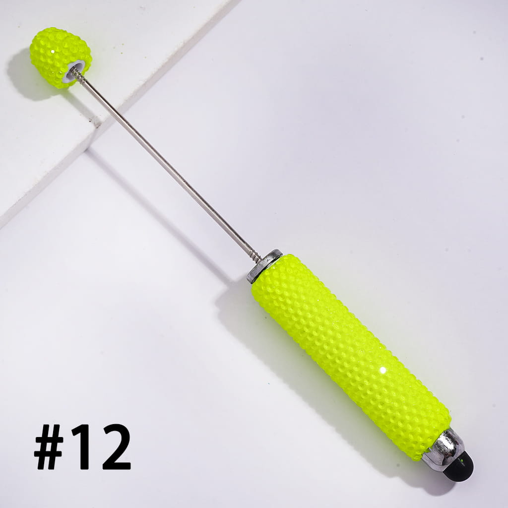 DIY Beadable Clay Stylus Pens with Rhinestones Covered the Entire Pens, Touch-Sensitive Pens for Smart Devices, Fluorescent Colors