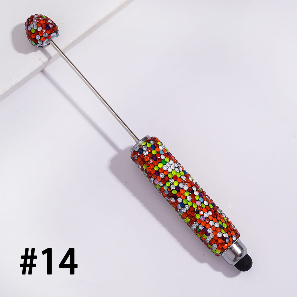 DIY Beadable Clay Stylus Pens with Rhinestones Covered the Entire Pens, Touch-Sensitive Pens for Smart Devices, Fluorescent Colors