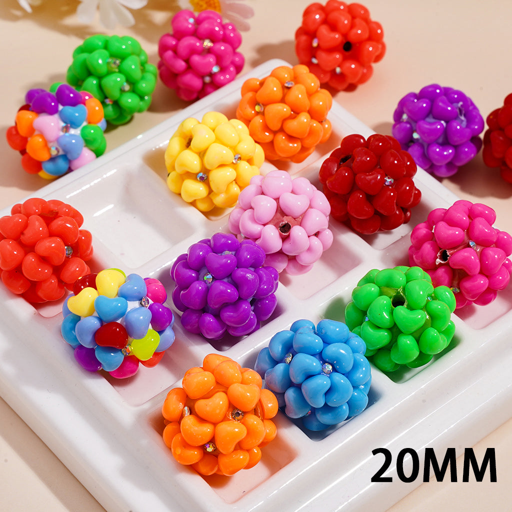 Clay Beads with Neon Colors Hearts, 20MM, Random Mix