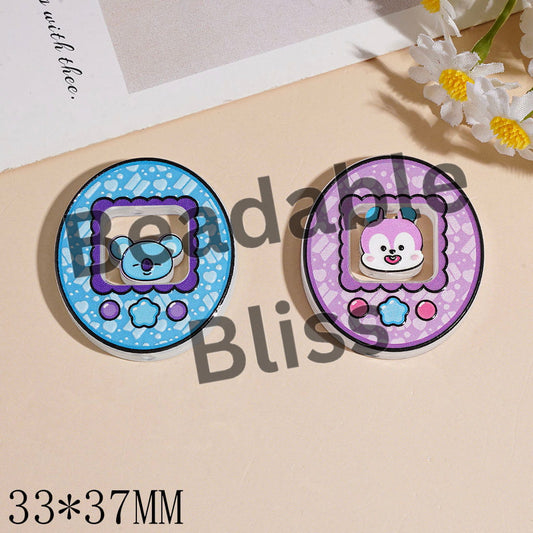 Korean Boy Group Image Series Acrylic Beads Hollowed Oval Pet Feeder, 33*37MM Random Mix (Please Read Description)