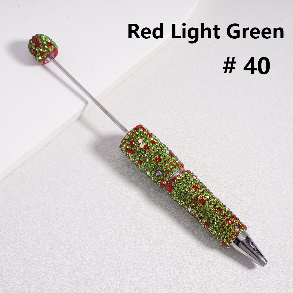 Christmas Series Beadable Clay Pens with Red Green Rhinestones Covered the Entire Pen