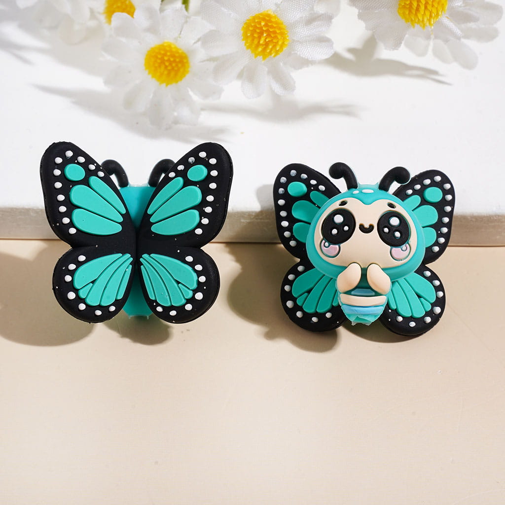 3D Big-Eyed Butterfly with Vivid Wings Silicone Focal Beads, Various Colors