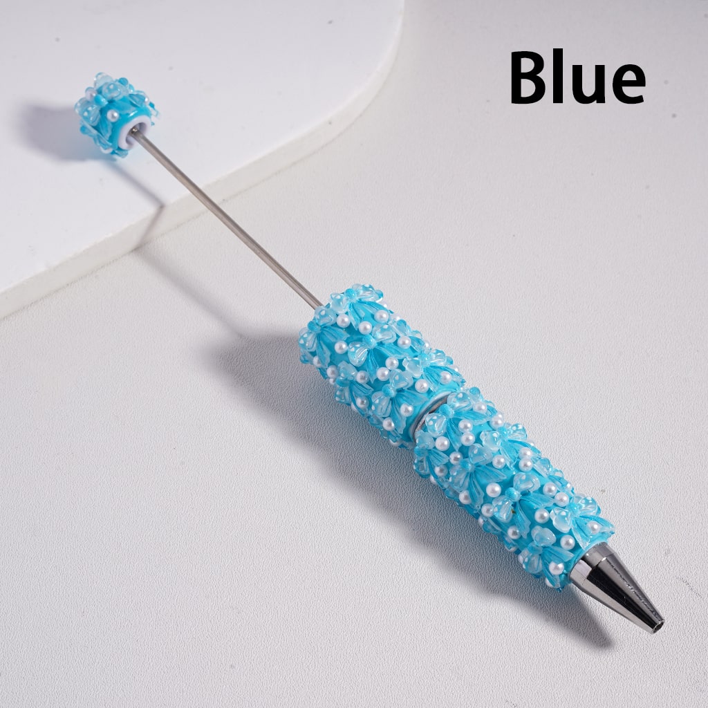Beadable Clay Pen with Cute Bowknot  White Pearls Valentine's Day Series