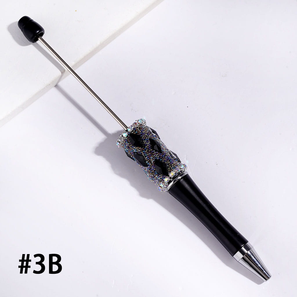 Handmade Beadable Pens with Rhombus Rhinestones and Mini Iridescent Colors Bubbles, AB Rhinestones Chains, Multi-Color