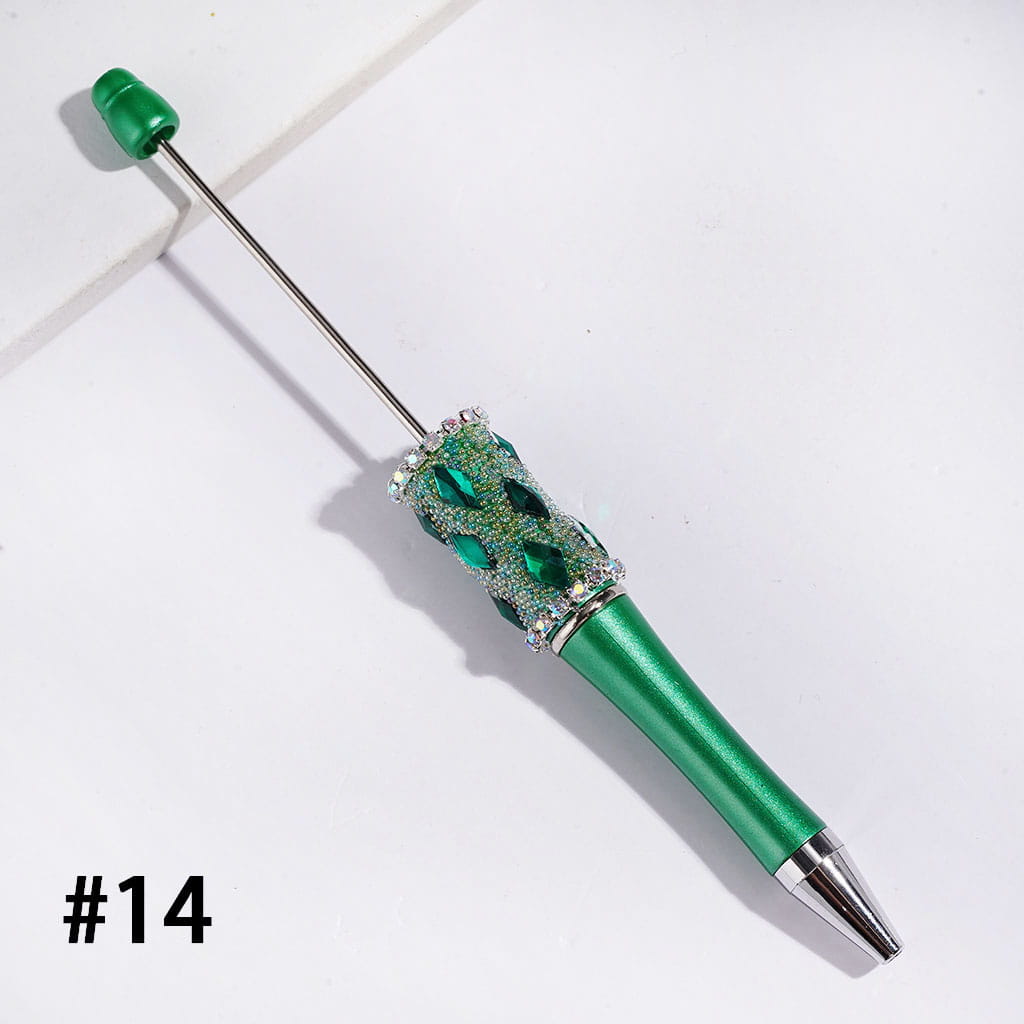 Handmade Beadable Pens with Rhombus Rhinestones and Mini Iridescent Colors Bubbles, AB Rhinestones Chains, Multi-Color
