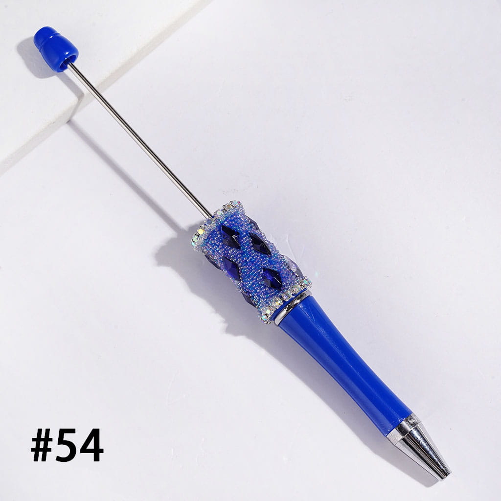 Handmade Beadable Pens with Rhombus Rhinestones and Mini Iridescent Colors Bubbles, AB Rhinestones Chains, Multi-Color