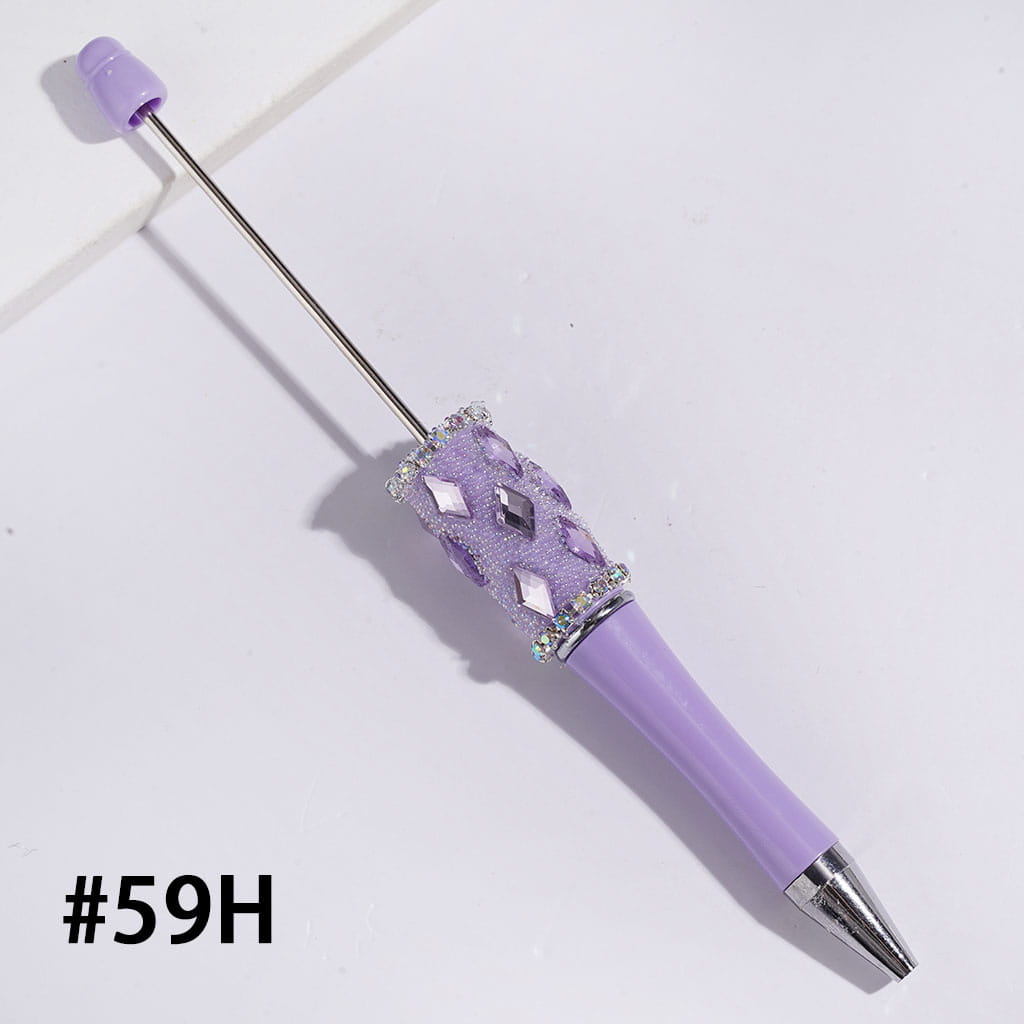 Handmade Beadable Pens with Rhombus Rhinestones and Mini Iridescent Colors Bubbles, AB Rhinestones Chains, Multi-Color