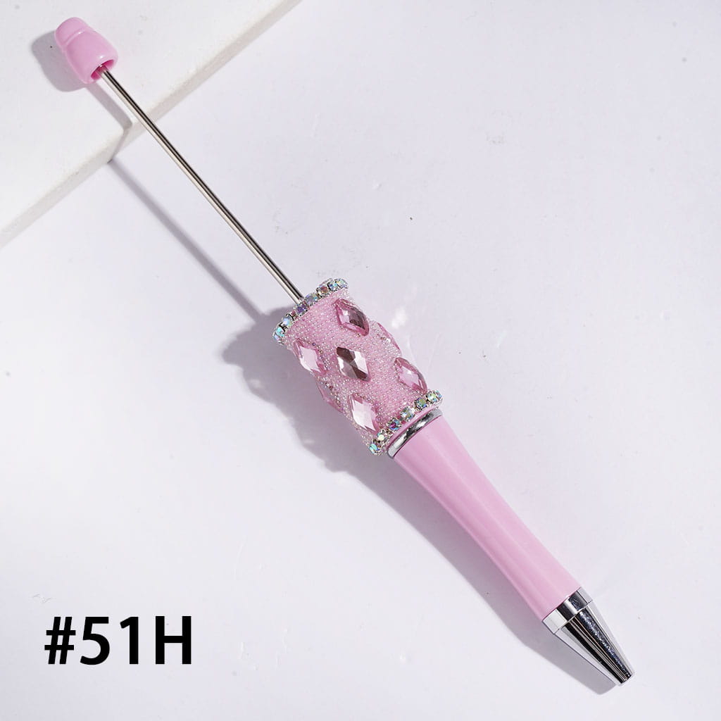 Handmade Beadable Pens with Rhombus Rhinestones and Mini Iridescent Colors Bubbles, AB Rhinestones Chains, Multi-Color