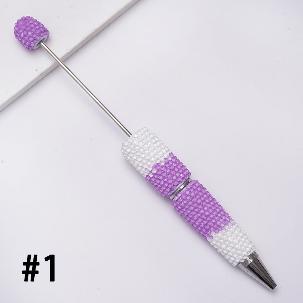 Beadable Clay Pens with Three Layers Colors Rhinestones Covered the Entire Pens, Neon Colors